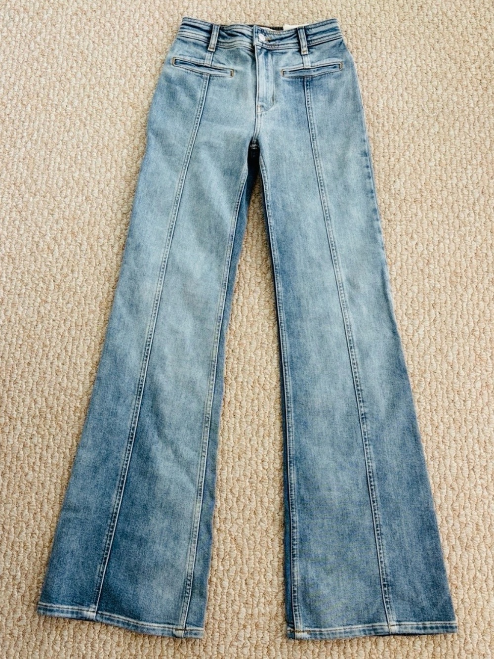 We The Free Firecracker High Rise Red Suede Star Flare Jean - Picture 8 of 13